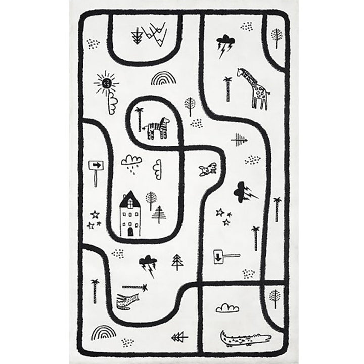BowLift | Unique Children's Room Carpet Multicolored Plant Print Carpet Polyester Non-slip Pet-friendly Stain-resistant Carpet