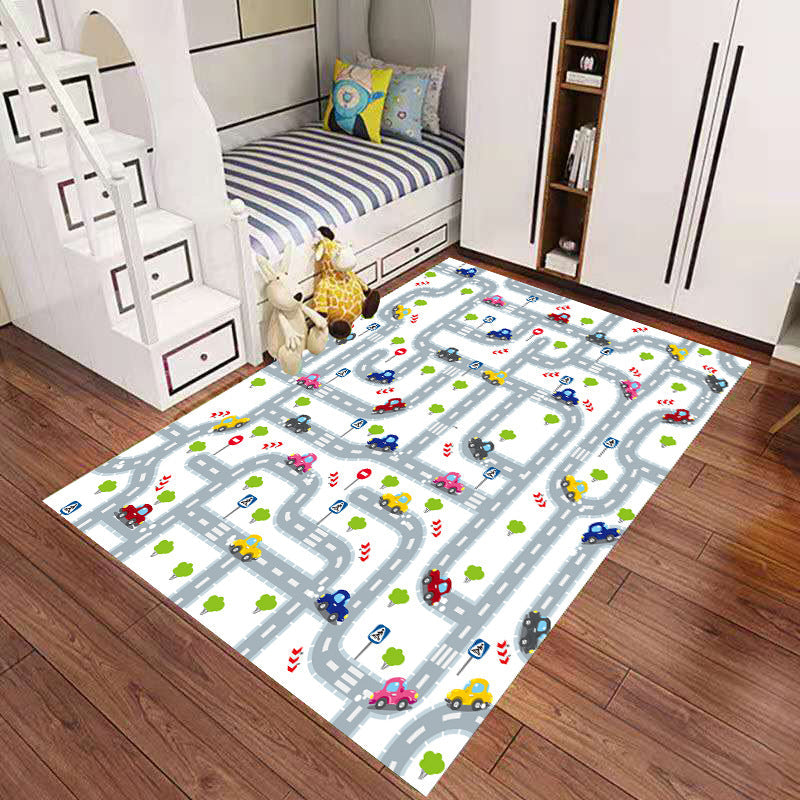 BowLift | Beautiful Cartoon Print Carpet Multicolored Polyester Area Rug Non-Slip Back Machine Washable Rug for Kids