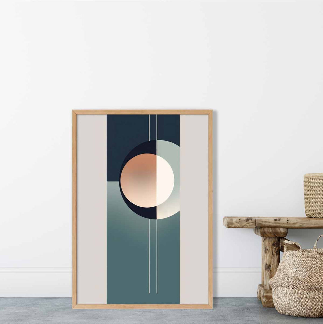 Abstract Shapes Art Print Navy Beige and Gray No. 2 | Bowlift
