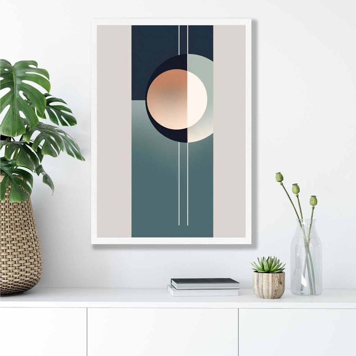 Abstract Shapes Art Print Navy Beige and Gray No. 2 | Bowlift