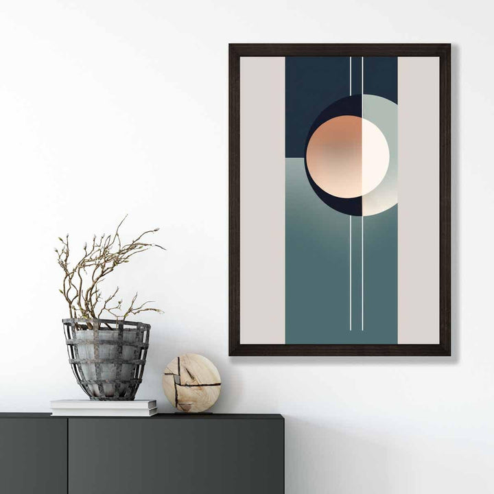 Abstract Shapes Art Print Navy Beige and Gray No. 2 | Bowlift
