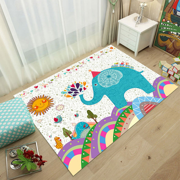 BowLift | Multicolored Children's Room Rug Calming Fairy Tale Rug Polyester Non-Slip Machine Washable Living Room Rug