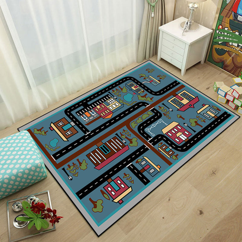 BowLift | Multicolored Children's Room Rug Calming Fairy Tale Rug Polyester Non-Slip Machine Washable Living Room Rug