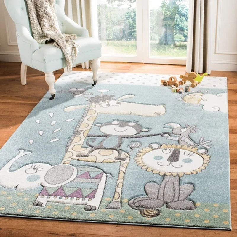BowLift | Lovely Children's Room Carpet Multicolor Cartoon Printed Carpet Polyester Pet-Friendly Machine Washable Indoor Carpet