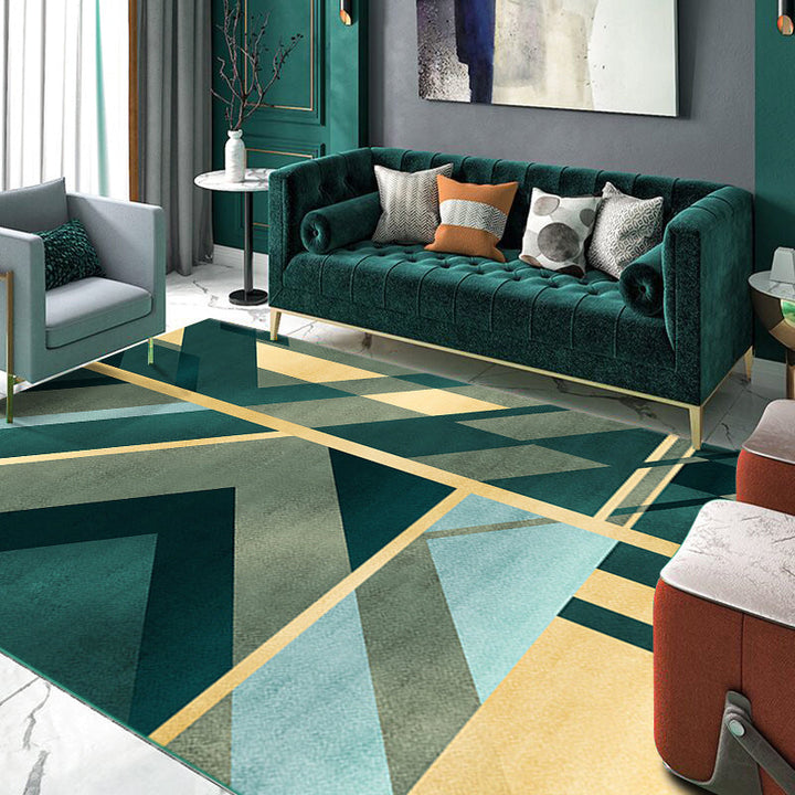 BowLift | Simple Geometric Print Rug Multi Colored Synthetic Non-Slip Machine Washable Area Rug for Living Room