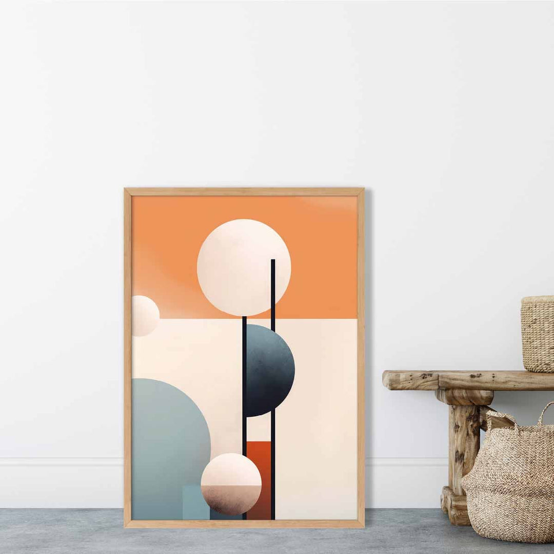 Abstract Forms Art Print Navy Orange and Beige No. 1 | Bowlift