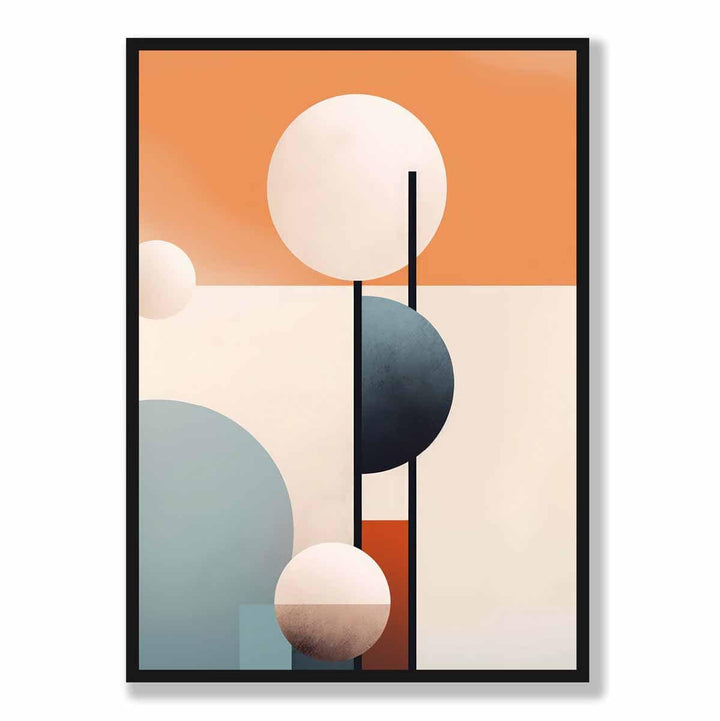 Abstract Forms Art Print Navy Orange and Beige No. 1 | Bowlift