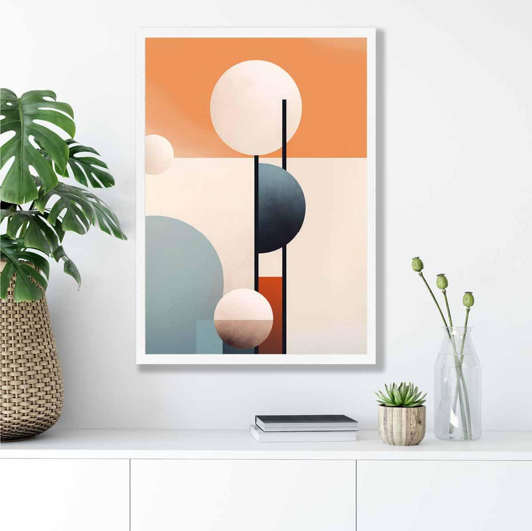 Abstract Forms Art Print Navy Orange and Beige No. 1 | Bowlift