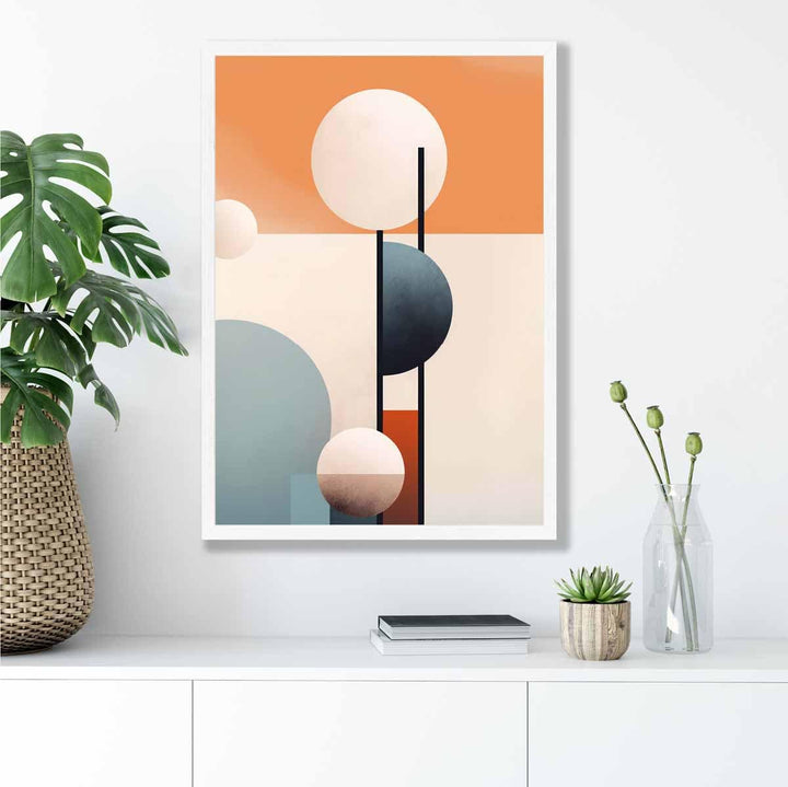 Abstract Forms Art Print Navy Orange and Beige No. 1 | Bowlift