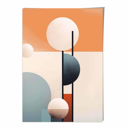 Abstract Forms Art Print Navy Orange and Beige No. 1 | Bowlift