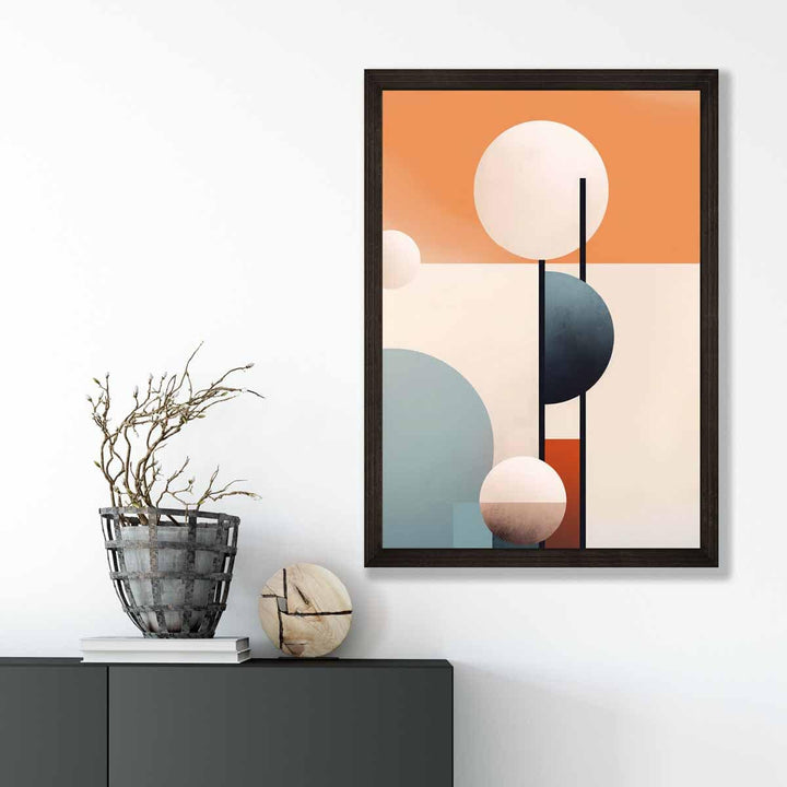 Abstract Forms Art Print Navy Orange and Beige No. 1 | Bowlift