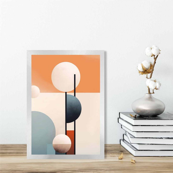 Abstract Forms Art Print Navy Orange and Beige No. 1 | Bowlift