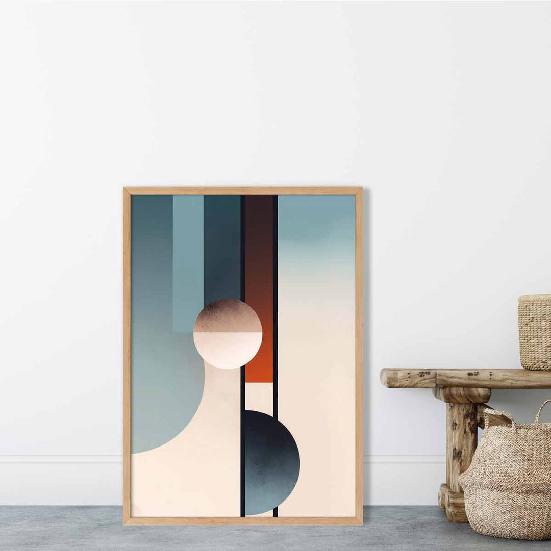 Abstract Shapes Art Print Navy Orange and Beige No. 2 | Bowlift