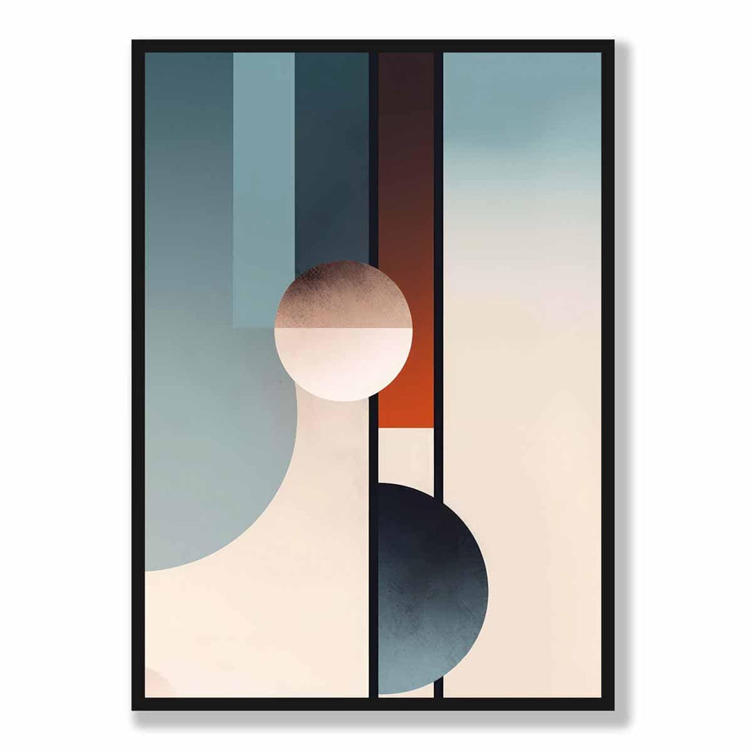 Abstract Shapes Art Print Navy Orange and Beige No. 2 | Bowlift