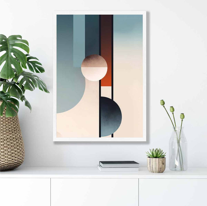 Abstract Shapes Art Print Navy Orange and Beige No. 2 | Bowlift