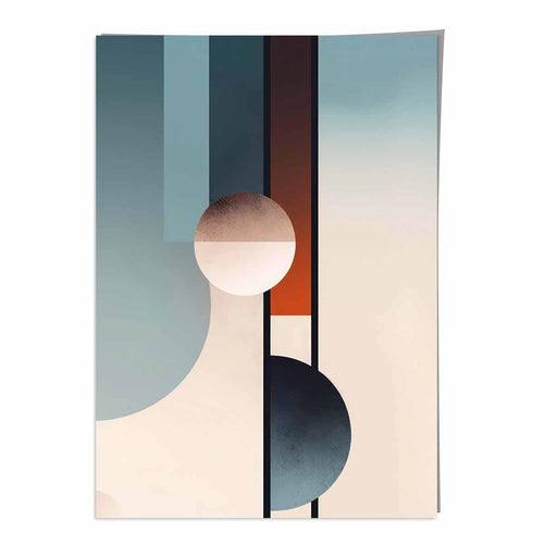 Abstract Shapes Art Print Navy Orange and Beige No. 2 | Bowlift
