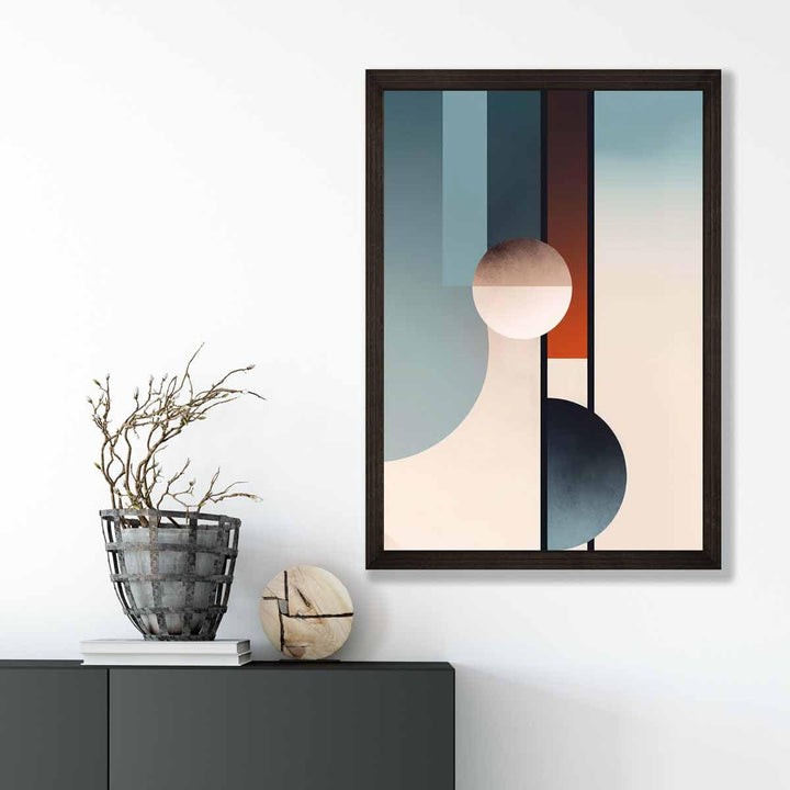 Abstract Shapes Art Print Navy Orange and Beige No. 2 | Bowlift