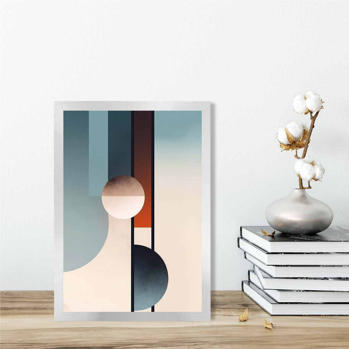 Abstract Shapes Art Print Navy Orange and Beige No. 2 | Bowlift