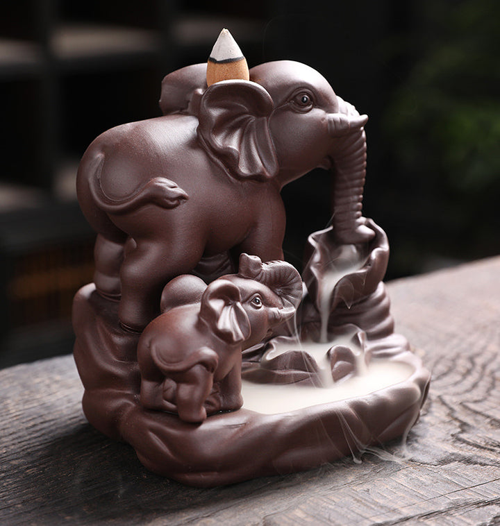 Elephant Theme Decorative Waterfall Incense Holder