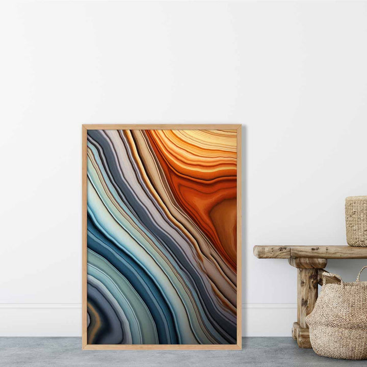 Abstract Liquid Art Print Blue and Orange No. 2 | Bowlift