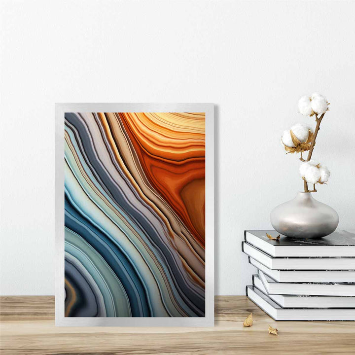 Abstract Liquid Art Print Blue and Orange No. 2 | Bowlift