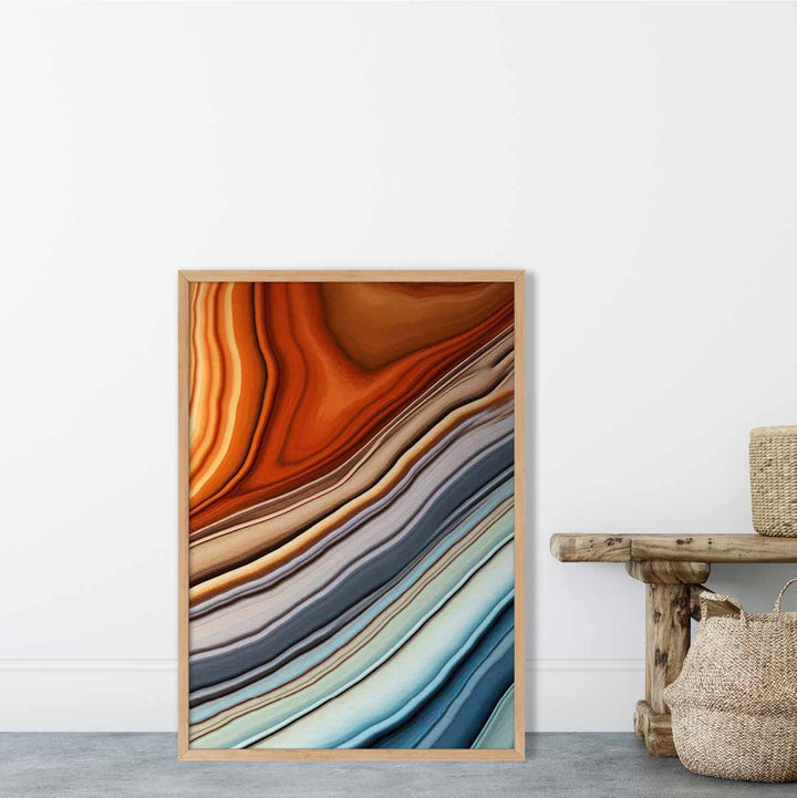Abstract Fluid Art Print Blue and Orange No. 3 | Bowlift
