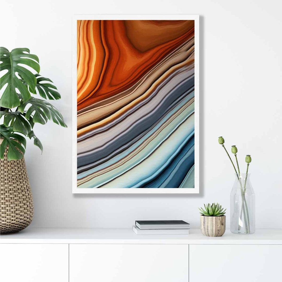 Abstract Fluid Art Print Blue and Orange No. 3 | Bowlift