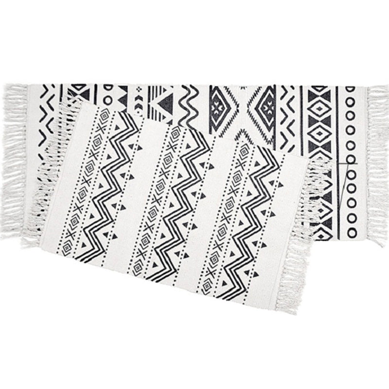 BowLift | Casual Multicolored Western Rug Cotton Blend Geometric Light Rug Machine Washable Woven Rug with Fringes for Living Room