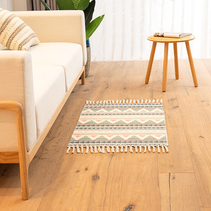 BowLift | Classic living room carpet Colorful geometric printed carpet washable woven rug with tassels
