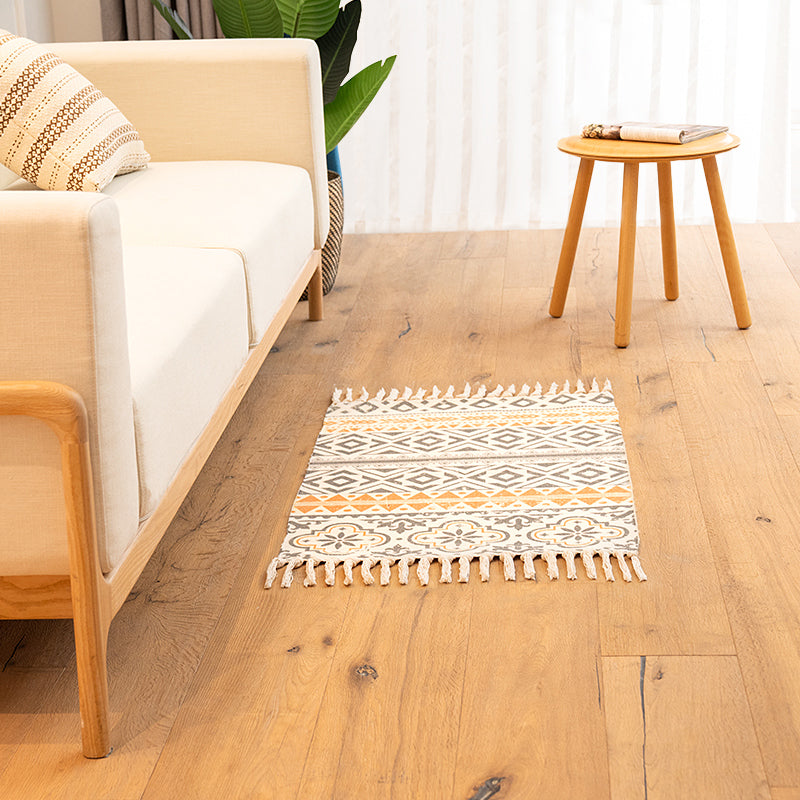 BowLift | Classic living room carpet Colorful geometric printed carpet washable woven rug with tassels
