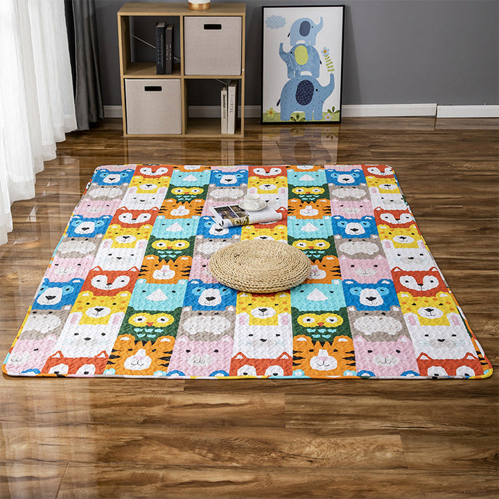 BowLift | Comfort Kids Room Rug Multicolored Cartoon Rug Cotton Blend Pet-Friendly Easy Care Rug