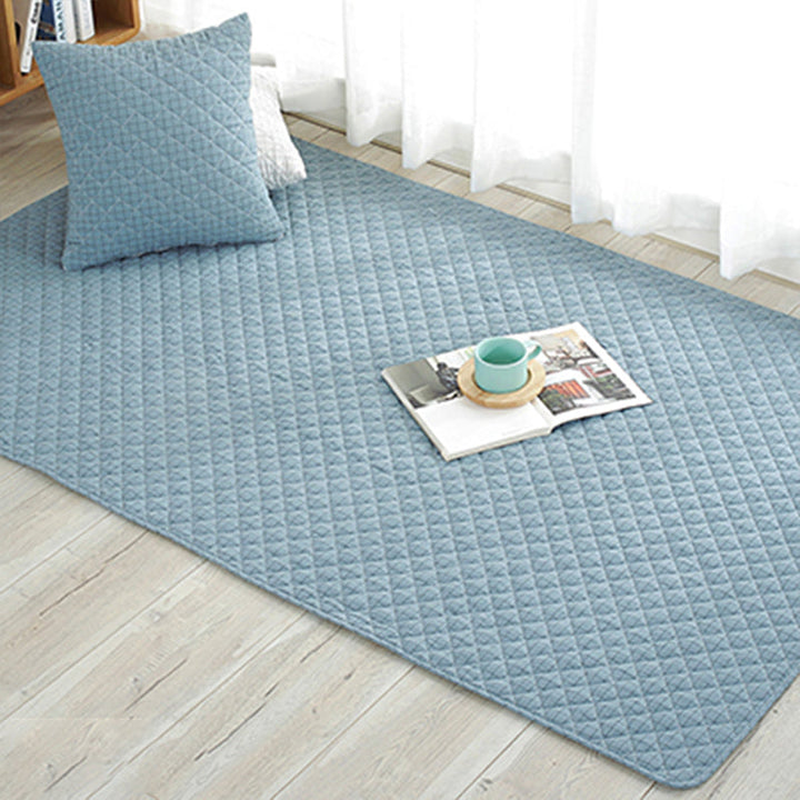 Multicolored simple cotton rug with striped design, non-slip backing, machine washable, rug for the bedroom | Bowlift