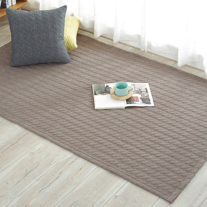 Multicolored simple cotton rug with striped design, non-slip backing, machine washable, rug for the bedroom | Bowlift