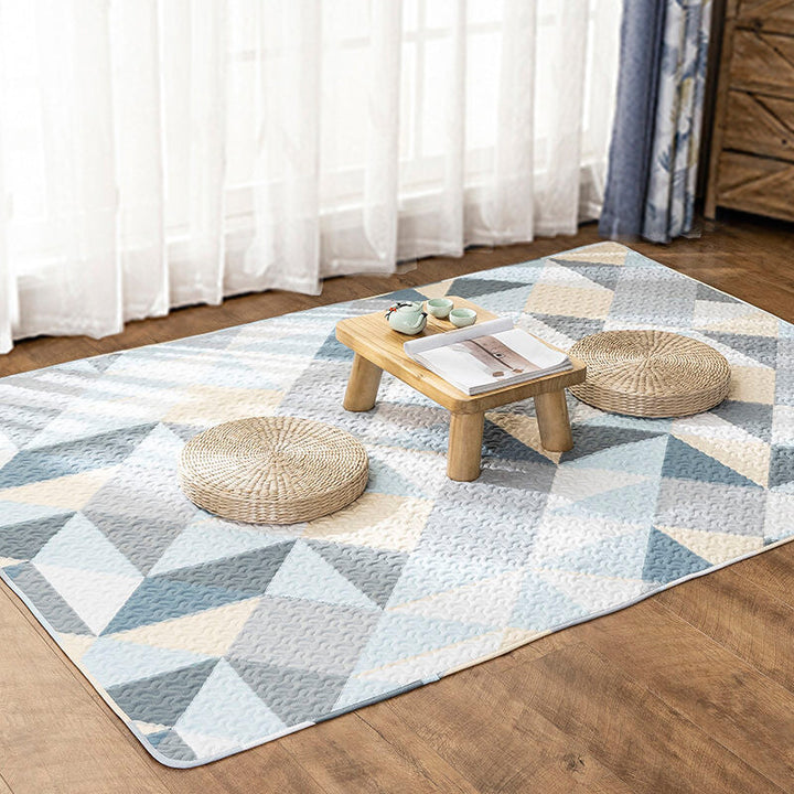 Multi-Color Relaxation rug Cotton Geometric pattern rug Non-slip backing Machine washable rug for bedroom | Bowlift