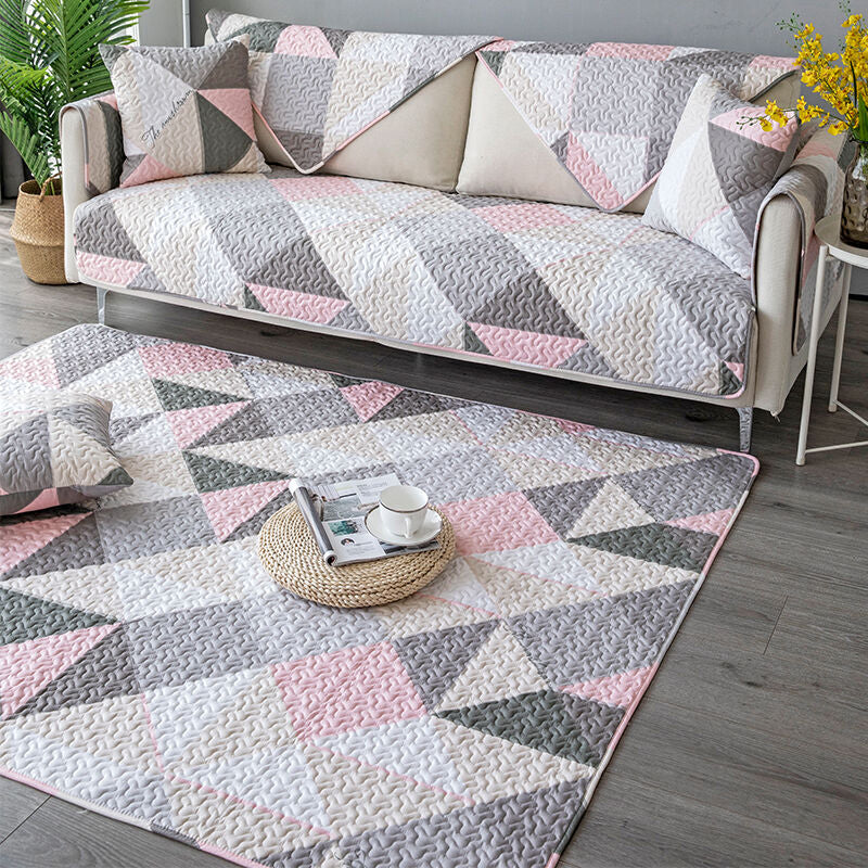 Comfort Living Room Carpet Multicolored Geometric Printed Area Rug Non-Slip Backing Washable Rug | Bowlift