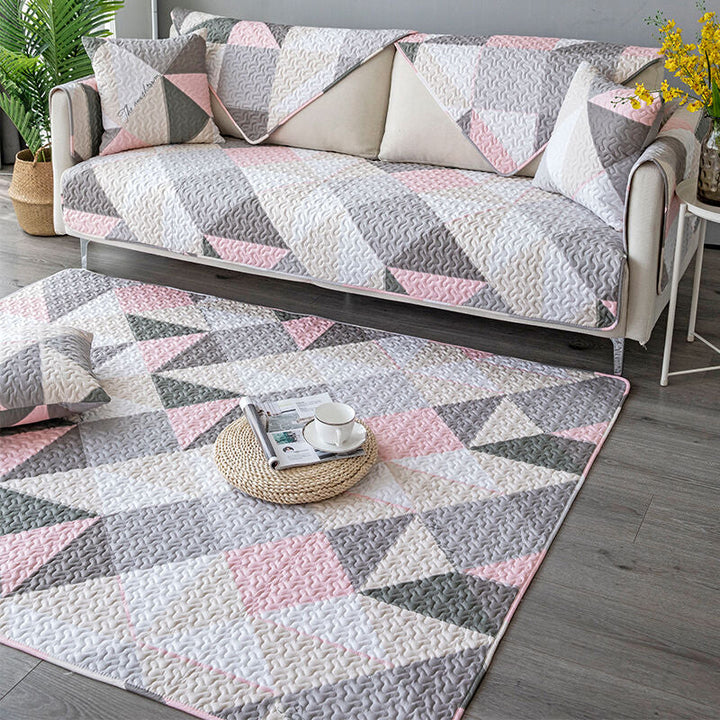 Comfort Living Room Carpet Multicolored Geometric Printed Area Rug Non-Slip Backing Washable Rug | Bowlift