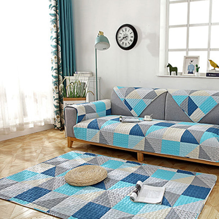 Comfort Living Room Carpet Multicolored Geometric Printed Area Rug Non-Slip Backing Washable Rug | Bowlift