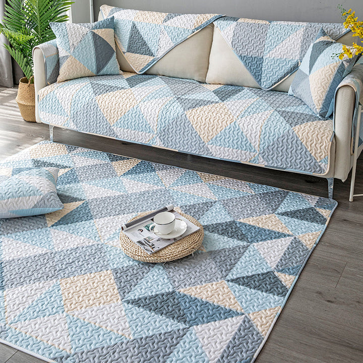 Comfort Living Room Carpet Multicolored Geometric Printed Area Rug Non-Slip Backing Washable Rug | Bowlift