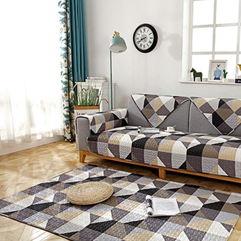 Comfort Living Room Carpet Multicolored Geometric Printed Area Rug Non-Slip Backing Washable Rug | Bowlift