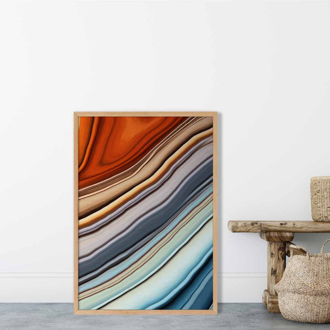 Abstract Liquid Art Print Blue and Orange No. 5 | Bowlift
