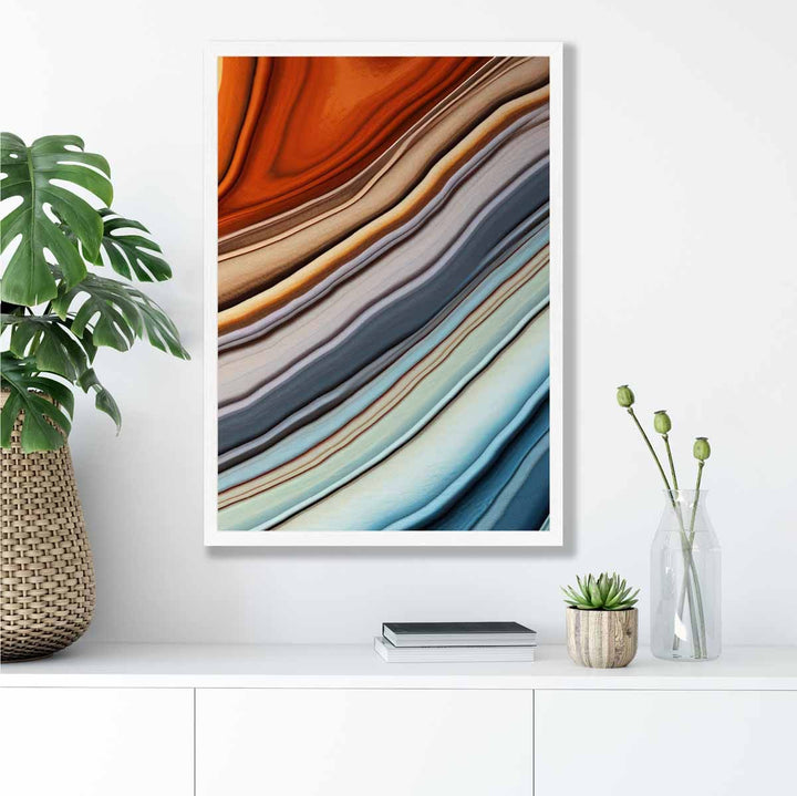 Abstract Liquid Art Print Blue and Orange No. 5 | Bowlift