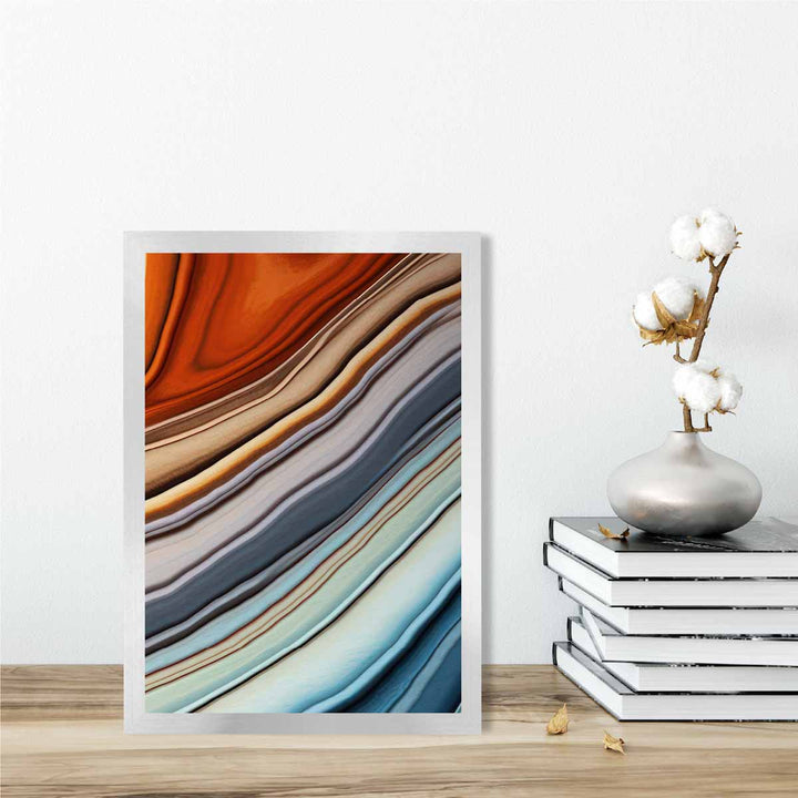Abstract Liquid Art Print Blue and Orange No. 5 | Bowlift