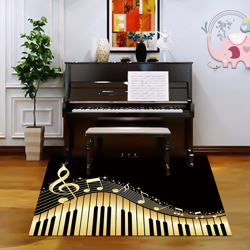 BowLift | Multicolor bedroom rug funky music printed area rug polyester non-slip backing pet-friendly rug