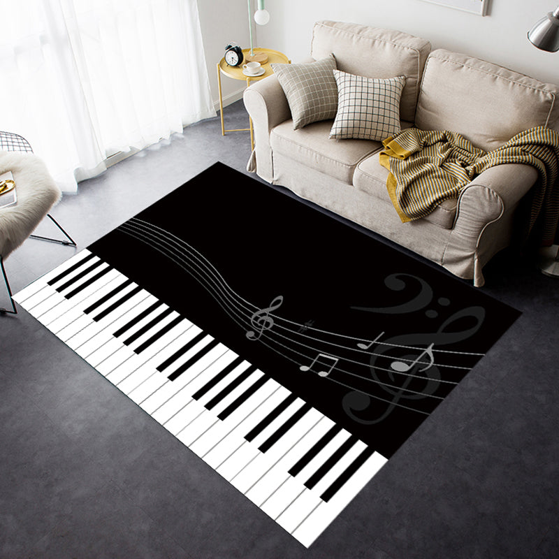 BowLift | Multicolor bedroom rug funky music printed area rug polyester non-slip backing pet-friendly rug