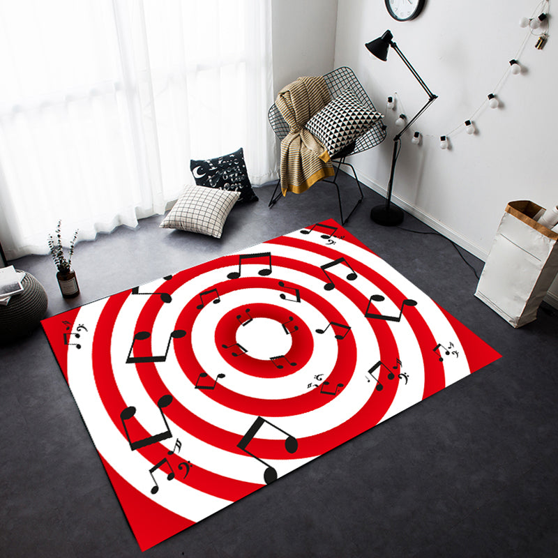 BowLift | Multicolor bedroom rug funky music printed area rug polyester non-slip backing pet-friendly rug