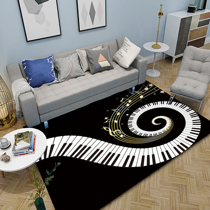 BowLift | Multicolor bedroom rug funky music printed area rug polyester non-slip backing pet-friendly rug