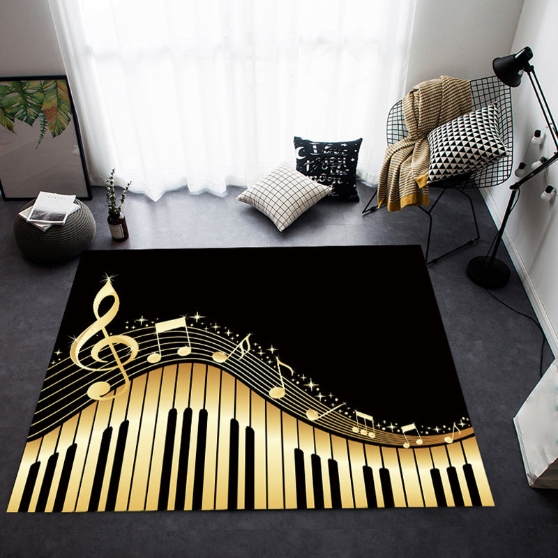 BowLift | Multicolor bedroom rug funky music printed area rug polyester non-slip backing pet-friendly rug
