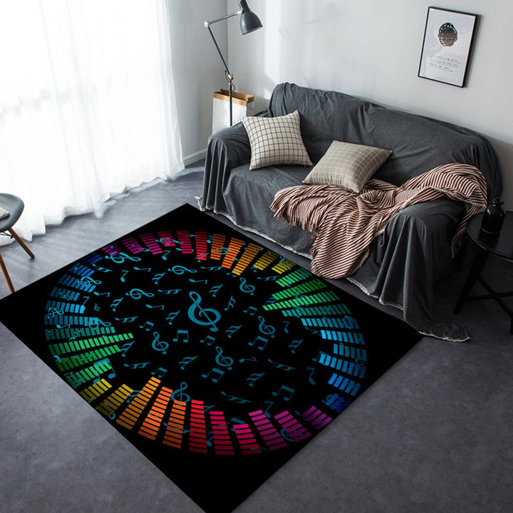 BowLift | Multicolor bedroom rug funky music printed area rug polyester non-slip backing pet-friendly rug