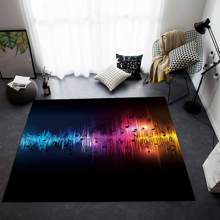 BowLift | Multicolor bedroom rug funky music printed area rug polyester non-slip backing pet-friendly rug