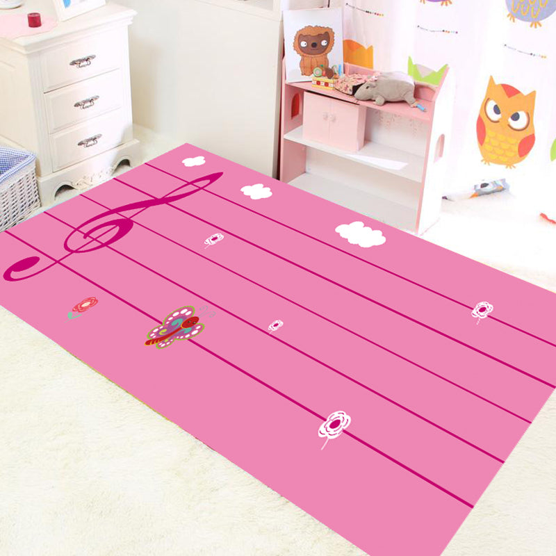 BowLift | Multicolor bedroom rug funky music printed area rug polyester non-slip backing pet-friendly rug